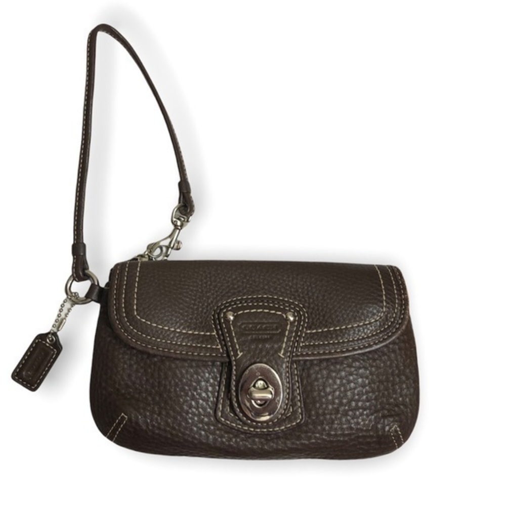 Coach vintage y2k brown leather wristlet clutch